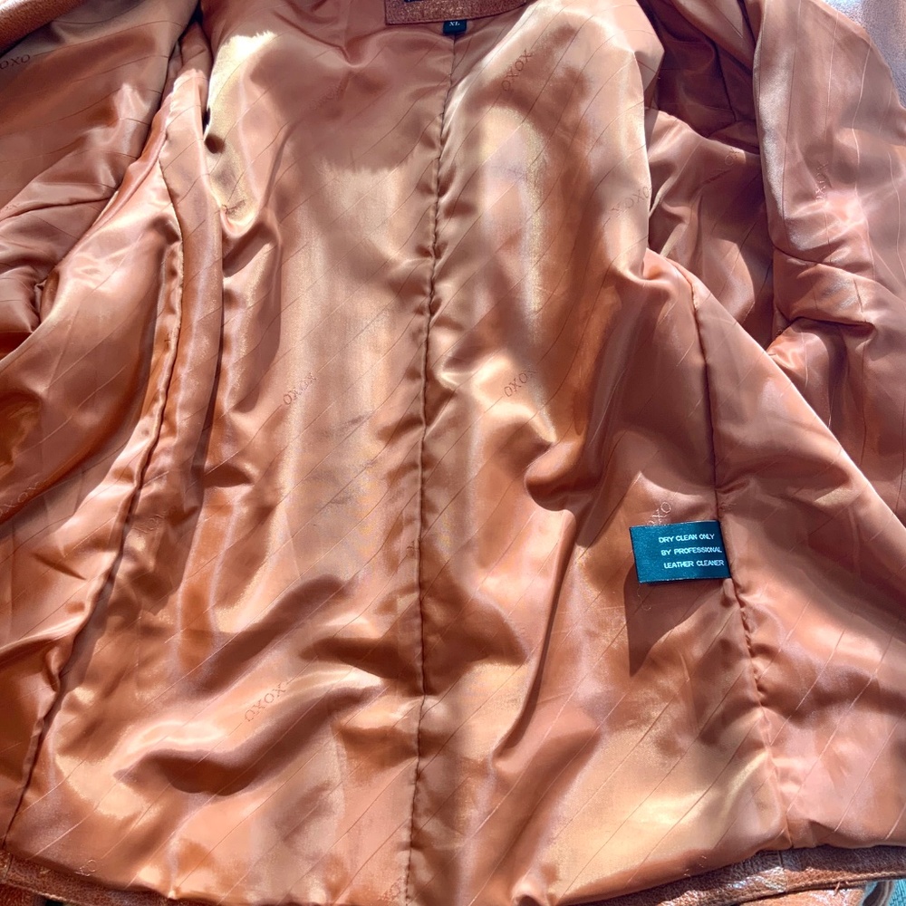 RARE! Y2K VINTAGE Leather! XOXO Womens Bomber Jacket Lace Up Moto Size XL - Picture 12 of 14